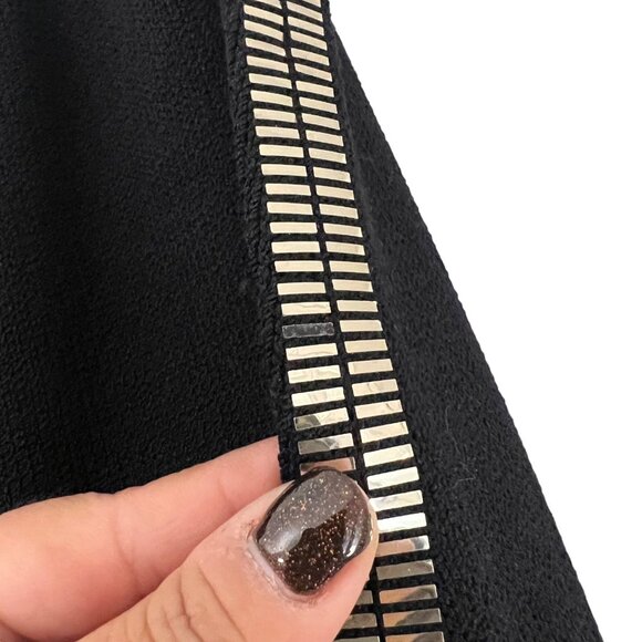 St John Black Gold Studded Santana Knit Open Cardigan Skirt Set Size 6 - Picture 14 of 15